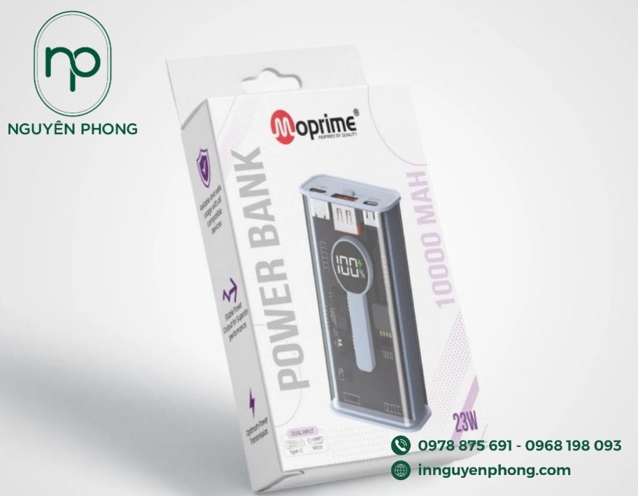 Mẫu hộp giấy đựng sạc dự phòng bế lỗ treo 